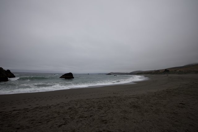 Moody Gray Skies Over Rugged California Coastal Beach