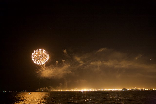 Spectacular Fireworks Show Over the Water