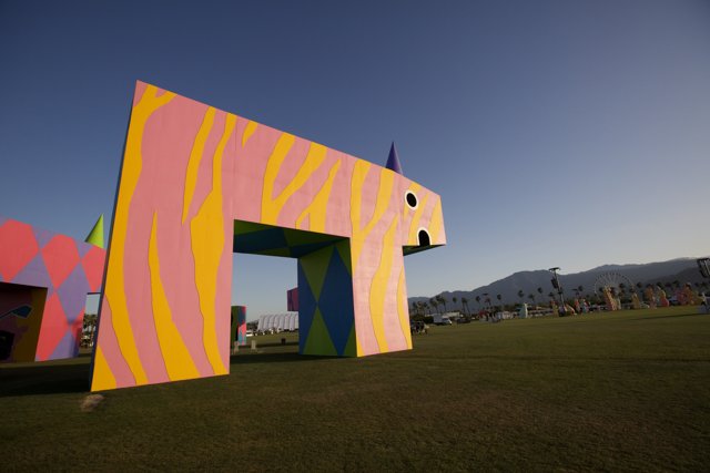 Colorful Sculpture in Open Field