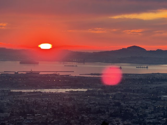 Golden Sunset Over San Francisco Bay from Oakland Hills