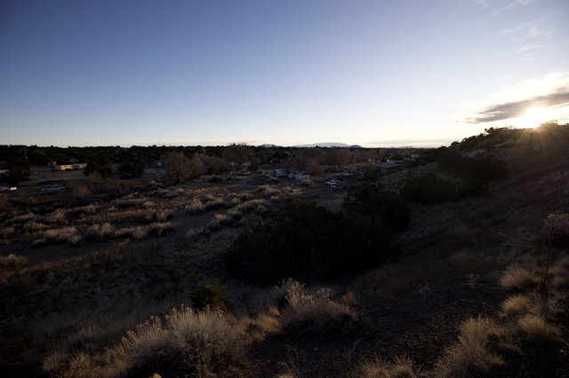 Desert Valley Settlement at Golden Hour Sunset