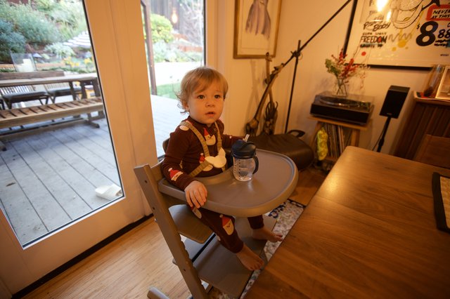 Toddler at Table During Christmas Afternoon