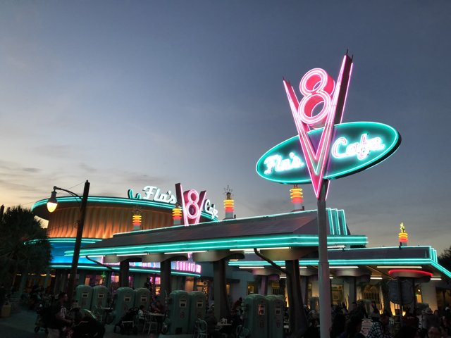 Neon Glow of 8th Street Cafe