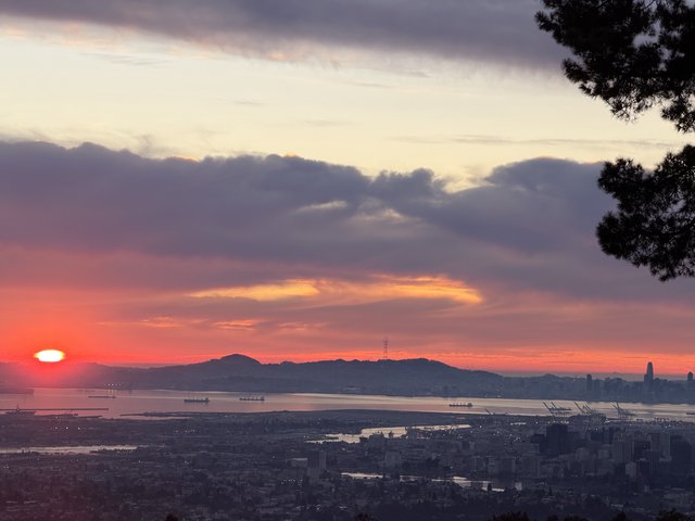 Golden Sunset Over San Francisco Bay from Oakland Hills