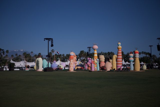 Colorful Sculptures in the Grass at Coachella 2017