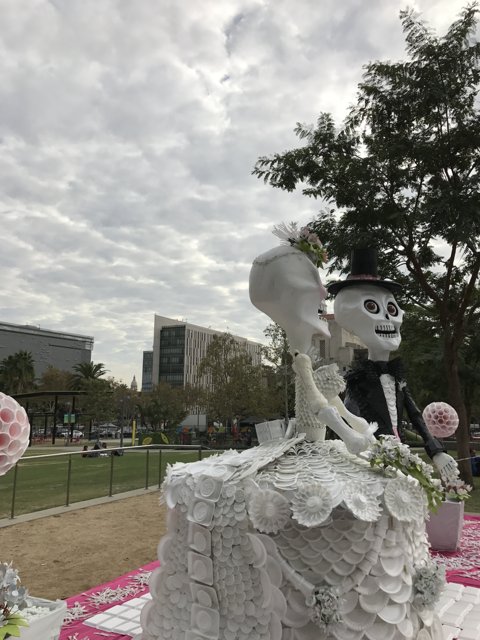 Skeleton Bride and Wedding Cake