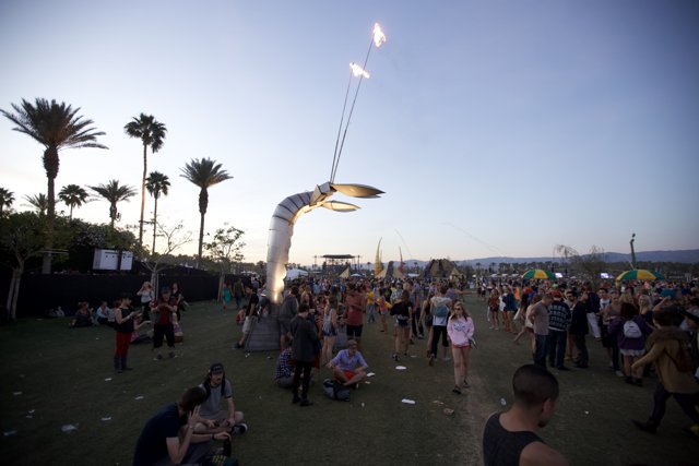 Palm Trees and People at Coachella Music Festival