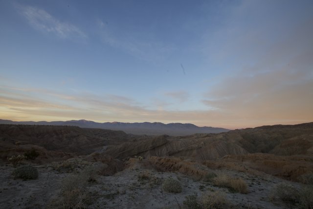 Desert Sunset with Mountain Backdrop