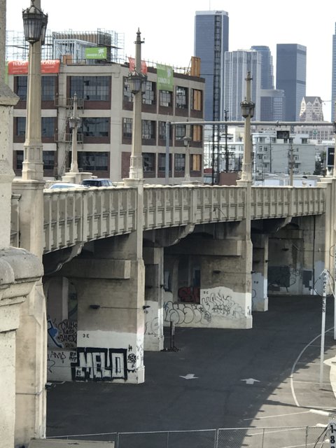 Graffiti Bridge with LA Skyline