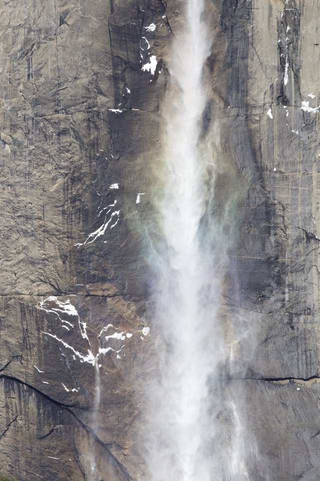 Yosemite Falls Cascading Down Granite Cliff Face