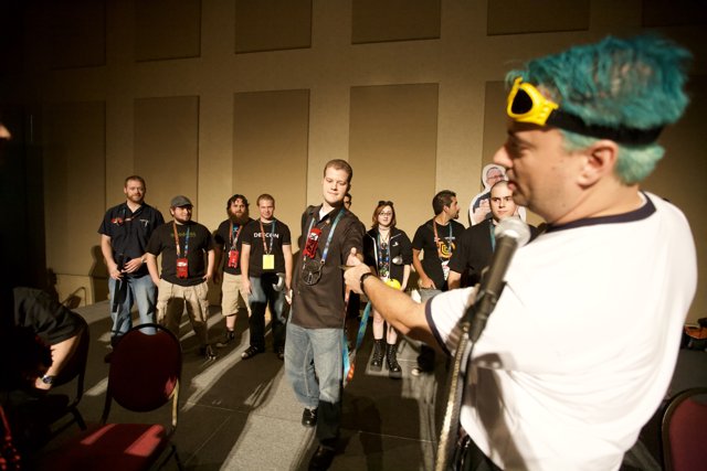 Blue-haired Performer Rocks Defcon Stage