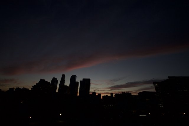Los Angeles Skyline Silhouette at Sunset