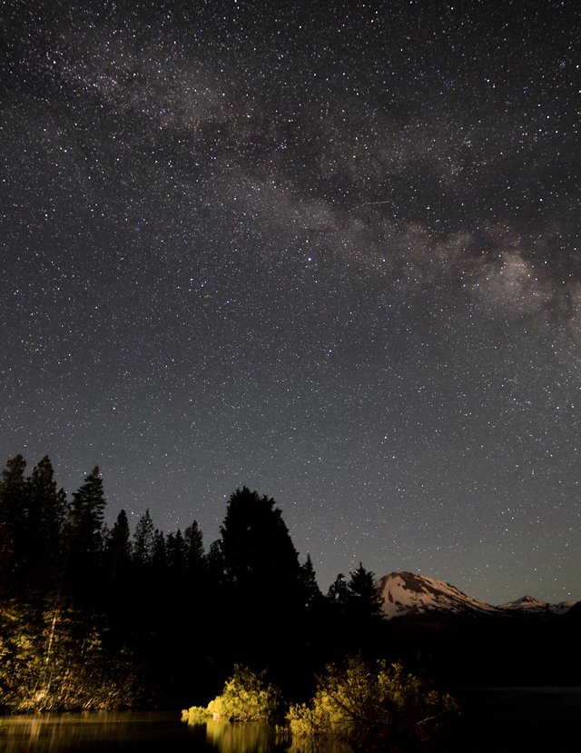 Milky Way Arches Over Mt. Lassen and Alpine Lake