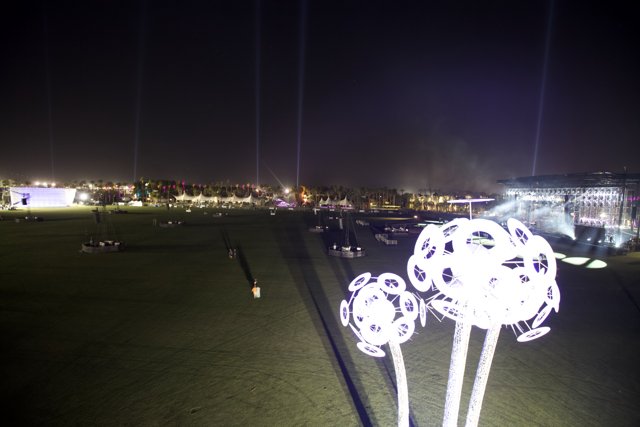 Illuminated Field with Sculpture