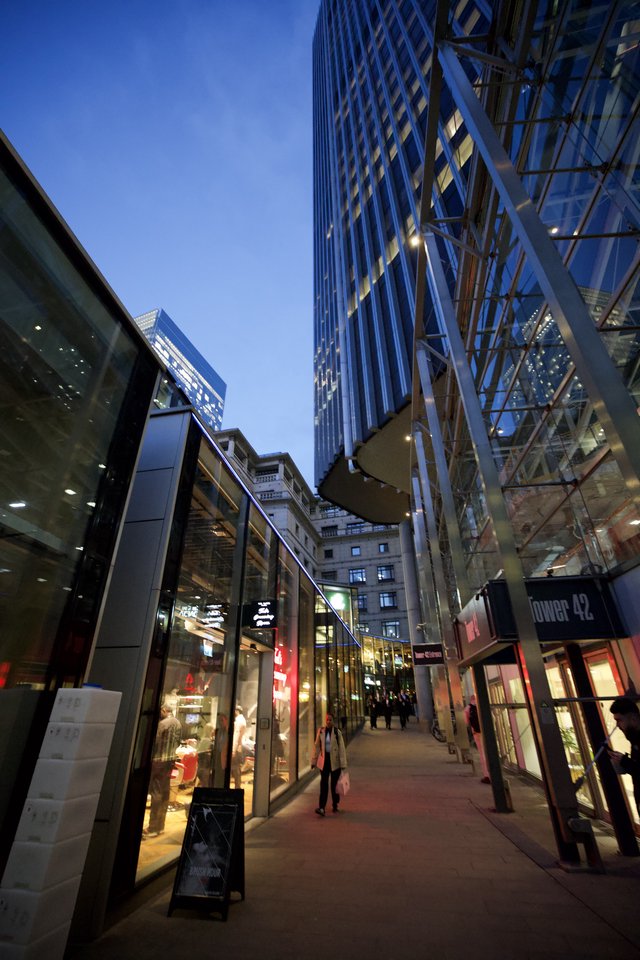 Modern Urban Shopping Corridor at Twilight
