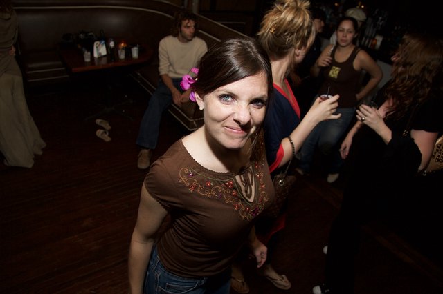Smiling Woman at Art Walk Evening Social Event