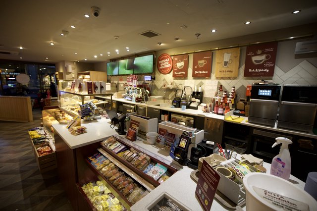 Modern Costa Coffee Shop Interior with Counter Display