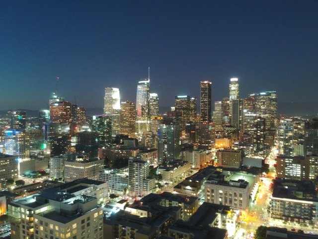 Nighttime City Skyline from Above