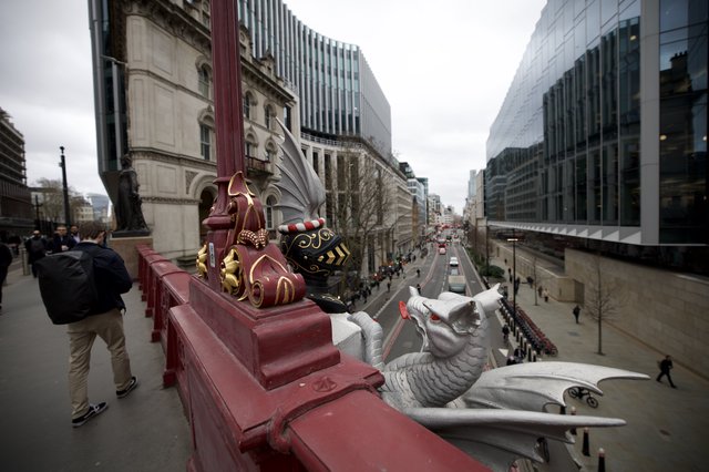 Ornate Dragon Sculptures on Historic London Bridge