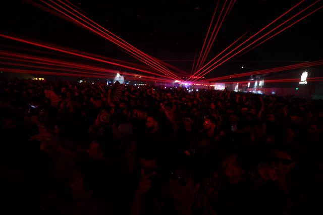 Red Laser Beams Electrify Massive Wobbleland Festival Crowd