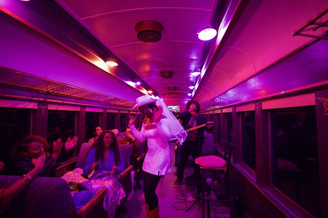Wedding Celebration on Vintage Train Car