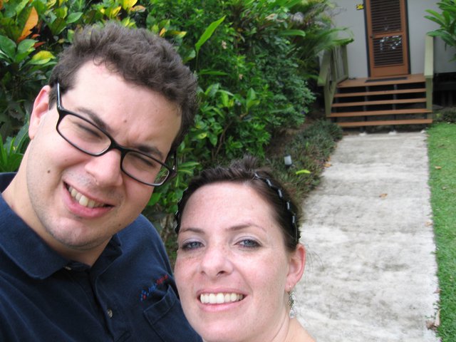 Smiling Couple Selfie at Tropical Garden Resort