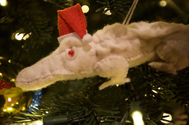 White Rat Christmas Ornament with Santa Hat