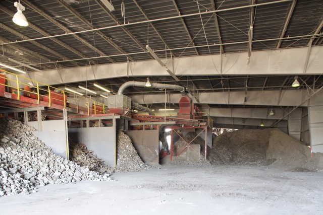 Pile of Gravel in Abandoned Warehouse