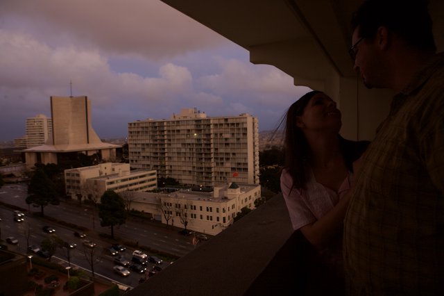 Twilight Reverie on a City Balcony at Dusk