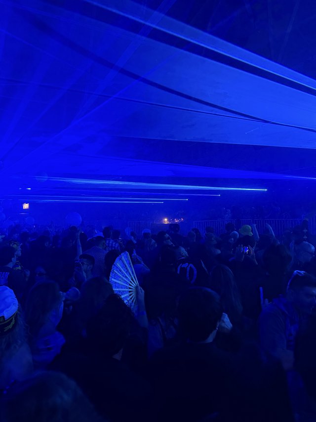 Blue Laser Light Show at Electronic Music Concert