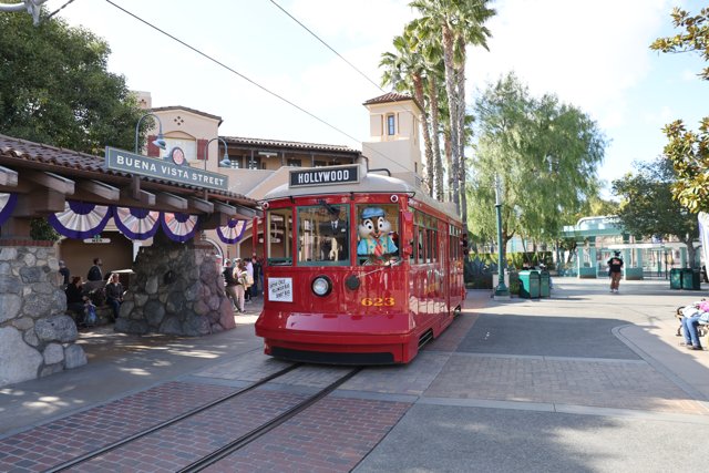Red Trolley Car at the Station
