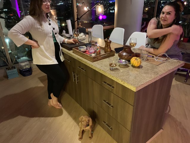 Kitchen Gathering with Furry Friends