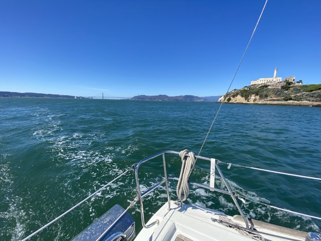 Serene Sailing towards the San Francisco Lighthouse