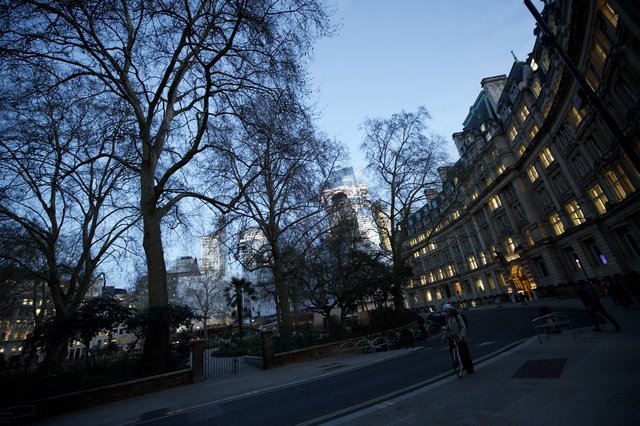 Winter Dusk Along London's Embankment at Blue Hour