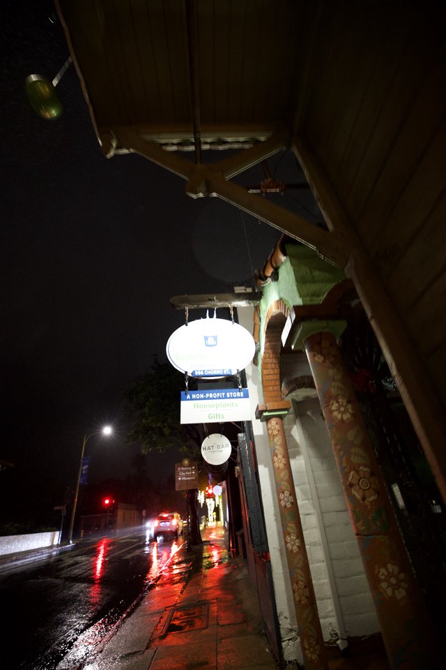 Rainy Night on a Small Town Main Street
