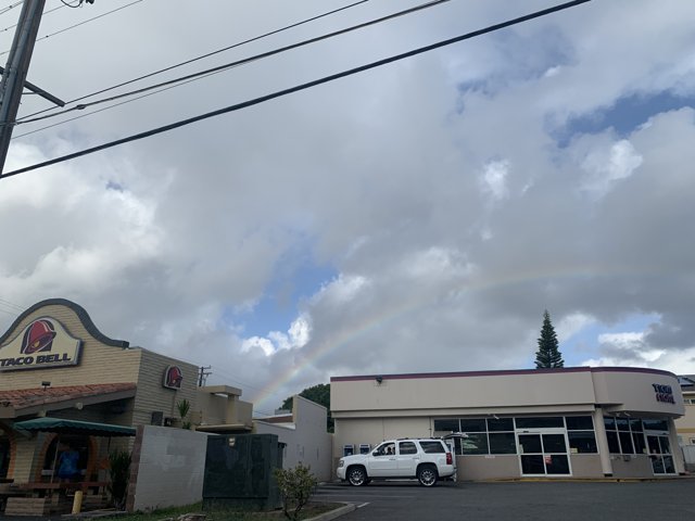 Rainbow over the restaurant