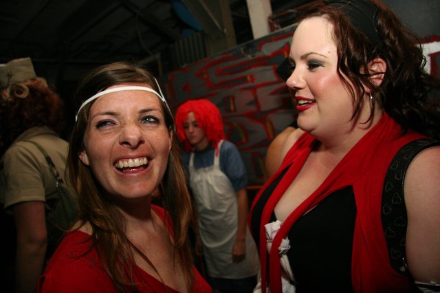Two Women Laughing at a Halloween Party 2005