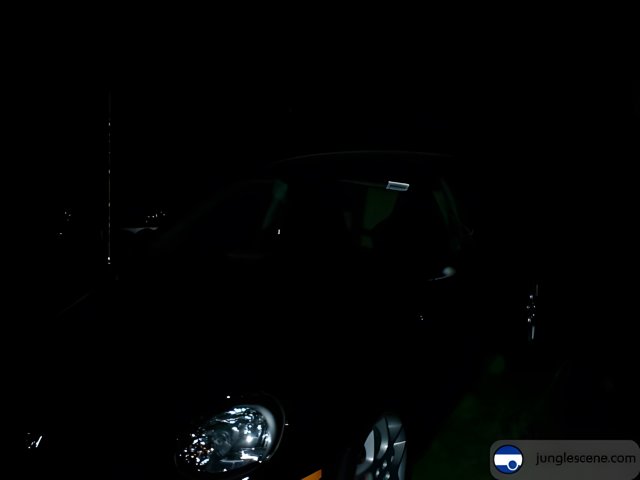 Black Sports Car Parked in the Dark