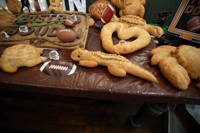 Football-Themed Pretzel and Snack Display for Game Day