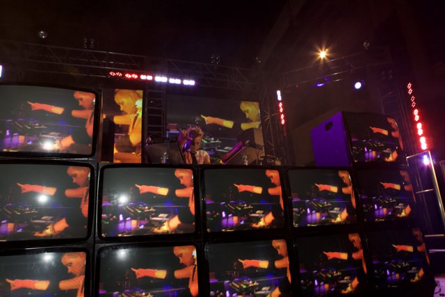 Electronic Dance Concert with a Big TV Screen