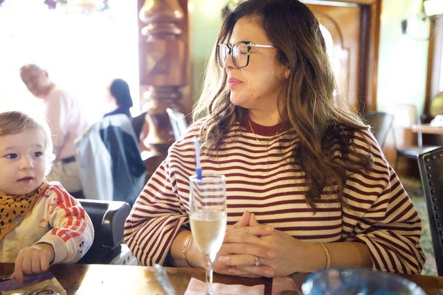 Mother and Child Dining at Madonna Inn Restaurant