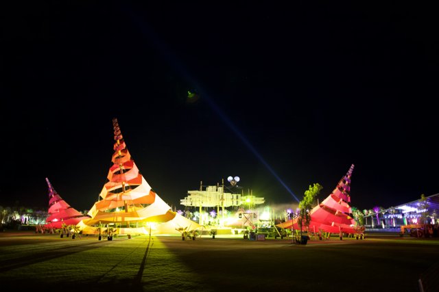 Colorful Tents Illuminate Coachella Night