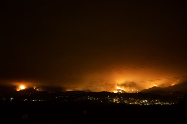 Aerial View of Nighttime Station Fire