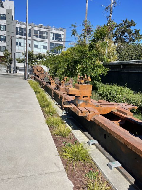 Rusted Train on San Francisco Sidewalk