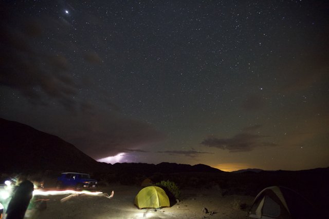 Lightning Strikes the Campground at Night