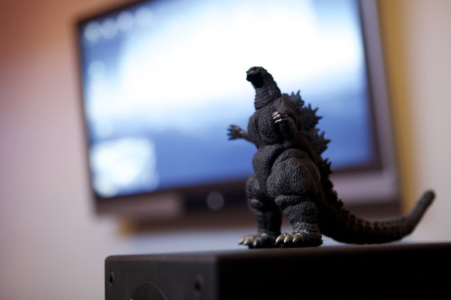 Godzilla takes over the Entertainment Center