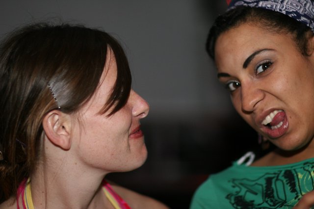 Two Friends Share a Playful Moment Together