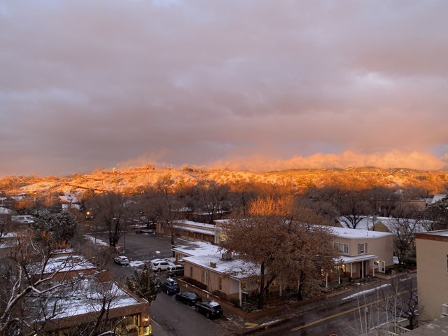 Snowy Santa Fe Cityscape