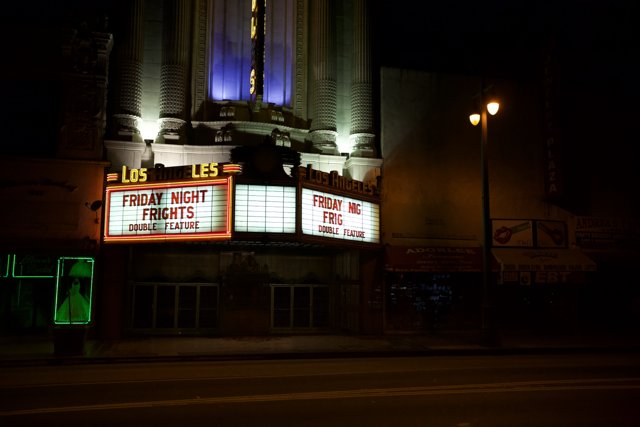 Neon-Lit Theater in Metropolis