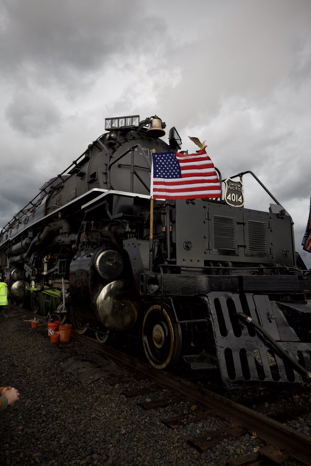 Union Pacific Big Boy 4014 Locomotive Under Dramatic Skies